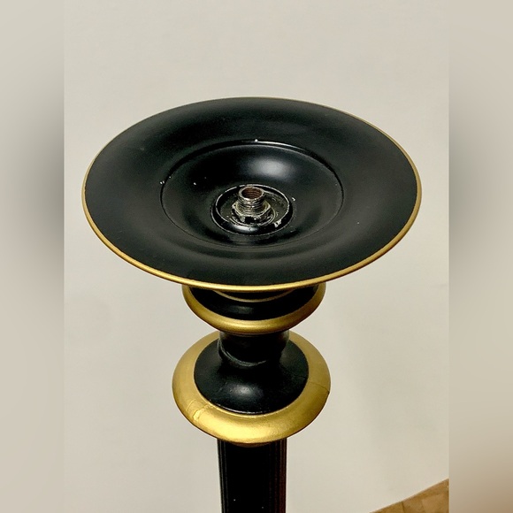 Vtg Felt Lined Base Metal Pillar Style Lamp Body Candle Stick Holder - Picture 6 of 11